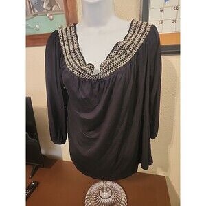 Old Navy Women's Off the Shoulder Blouse Size M Medium Heather Black Boho Top